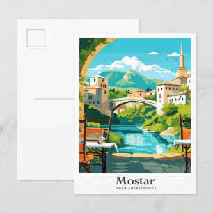 Cartão Postal Ilustração de Viagem na Bósnia-Herzegovina
