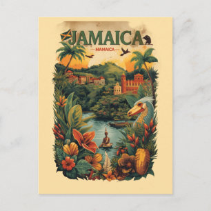 Cartão Postal Ilustração de viagem para Jamaica em estilo retrô