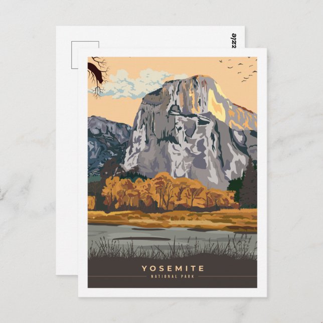 Cartão Postal Ilustração de Viagem Place Yosemite California USA (Frente/Verso)