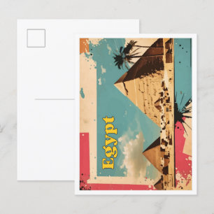 Cartão Postal Ilustração de Viagem Pop Art do Cairo Egito