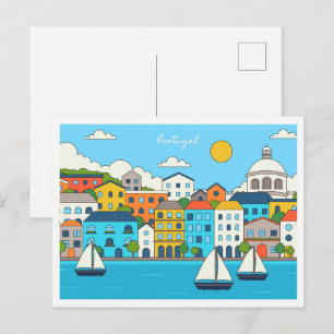 Cartão Postal Ilustração de Viagem Portugal