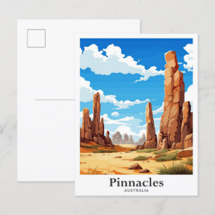 Cartão Postal Ilustração de Viagem Potrait da Austrália Pinnacle