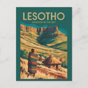 Cartão Postal Ilustração de Viagem Retro Lesoto Drakensberg Arte