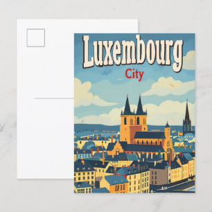 Cartão Postal Ilustração de Viagem retrovisor da cidade de Luxem