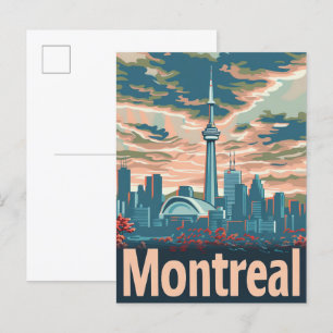 Cartão Postal Ilustração de Viagem retrovisor de Montreal Canadá