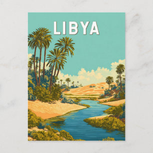 Cartão Postal Ilustração de viagem vintage da Líbia