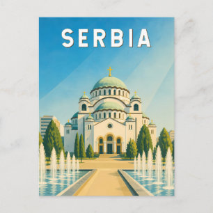 Cartão Postal Ilustração de viagem vintage da Sérvia