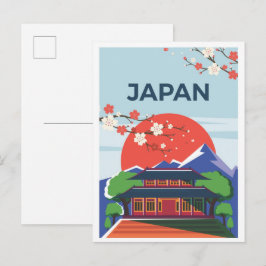 Cartão Postal Ilustração de Viagem Vintage de Arte do Japão Tóqu