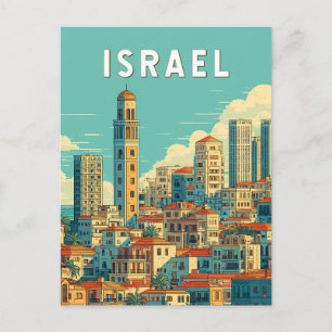 Cartão Postal Ilustração de viagem vintage de Israel