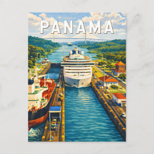 Cartão Postal Ilustração de viagem vintage do Panamá
