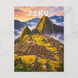 Cartão Postal Ilustração de viagem vintage do Peru