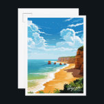 Cartão Postal Ilustração de Viagem Vintage em Algarve Portugal<br><div class="desc">ilustração do local da viagens vintage Algarve Portugal</div>