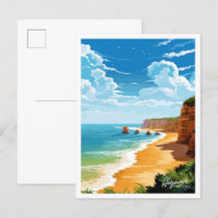 Ilustração de Viagem Vintage em Algarve Portugal