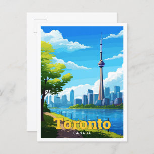 Cartão Postal Ilustração de Viagem Vintage em Toronto Canadá