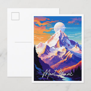 Cartão Postal Ilustração de viagem vintage Mont Blanc