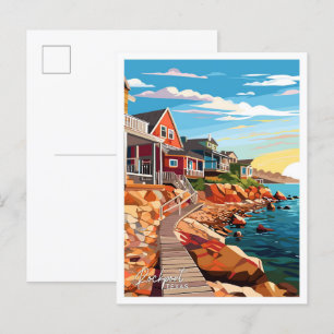 Cartão Postal Ilustração de Viagem Vintage no Rockport Texas