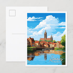 Cartão Postal Ilustração de viagens vintage Amiens France