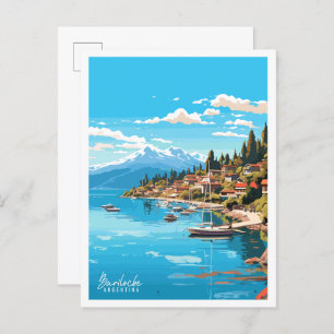 Cartão Postal Ilustração de viagens vintage Bariloche Argentina