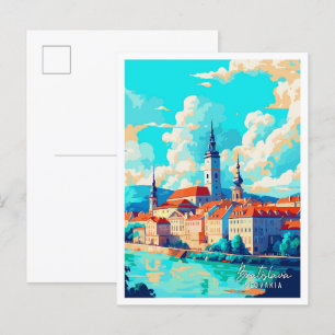 Cartão Postal Ilustração de viagens vintage Bratislava Eslováqui
