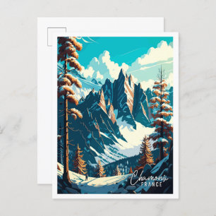 Cartão Postal Ilustração de viagens vintage Chamonix France