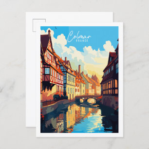 Cartão Postal Ilustração de viagens vintage Colmar France