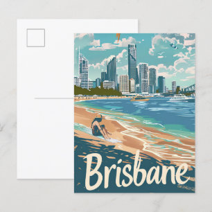 Cartão Postal Ilustração de Viagens vintage da Austrália de Bris