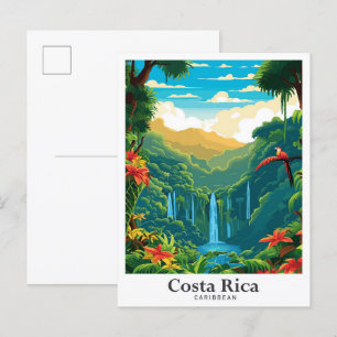 Cartão Postal Ilustração de Viagens vintage da Costa Rica