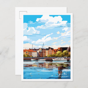 Cartão Postal Ilustração de viagens vintage da Kiel Alemanha