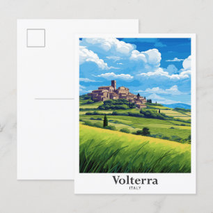 Cartão Postal Ilustração de Viagens vintage de Arte da Volterra