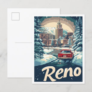 Cartão Postal Ilustração de Viagens vintage de Arte de Nevada US