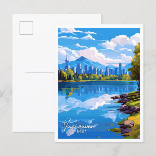 Cartão Postal Ilustração de viagens vintage de Arte de Vancouver