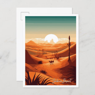 Cartão Postal Ilustração de viagens vintage de Arte do Deserto d