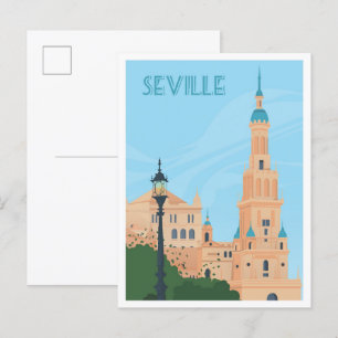 Cartão Postal Ilustração de Viagens vintage de Arte em Espanha S