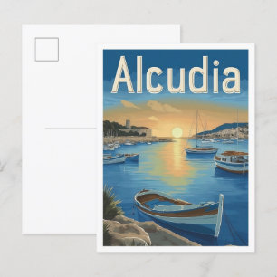 Cartão Postal Ilustração de Viagens vintage de Arte Espanha Alcu