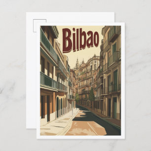 Cartão Postal Ilustração de Viagens vintage de Arte Espanha Bilb
