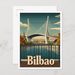 Cartão Postal Ilustração de Viagens vintage de Arte Espanha Bilb