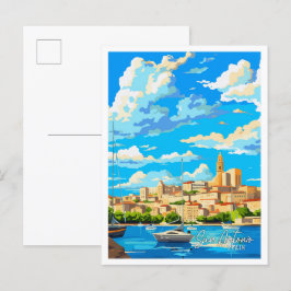 Cartão Postal Ilustração de viagens vintage de Arte Espanha San 