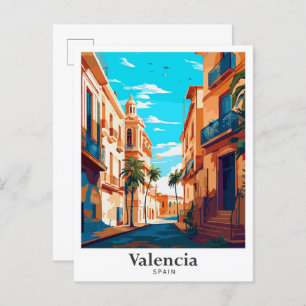 Cartão Postal Ilustração de Viagens vintage de Arte Espanha Vale