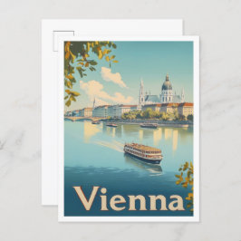 Cartão Postal Ilustração de Viagens vintage de Arte na Áustria d