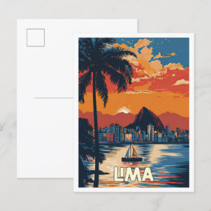 Cartão Postal Ilustração de Viagens vintage de Arte Peruana em L