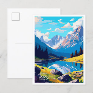 Cartão Postal Ilustração de Viagens vintage de Arte Polônia Tatr