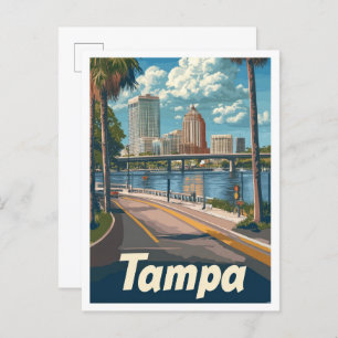 Cartão Postal Ilustração de Viagens vintage de Arte Tampa Florid
