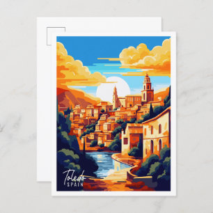Cartão Postal Ilustração de viagens vintage de Espanha Toledo