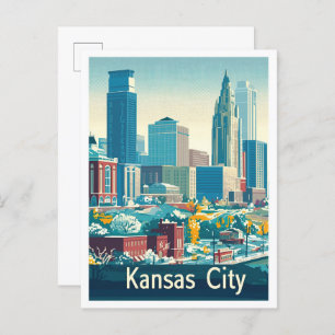 Cartão Postal Ilustração de Viagens vintage de Kansas City