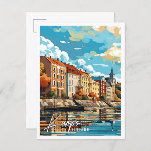 Cartão Postal Ilustração de viagens vintage de Kuopio Finlândia