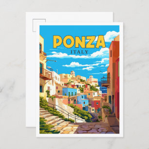 Cartão Postal Ilustração de viagens vintage de Ponza Itália