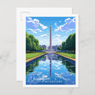Cartão Postal Ilustração de viagens vintage de Washington EUA