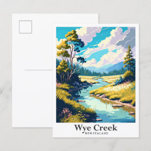 Cartão Postal Ilustração de Viagens vintage de Wye Creek Nova Ze