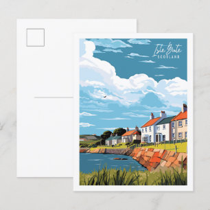 Cartão Postal Ilustração de viagens vintage Isle Bute Scotland