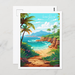 Cartão Postal Ilustração de viagens vintage Lanai Island Hawaii